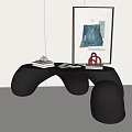 Black Sculptural Coffee Table With Books And Decorative Object In Modern Interior 3d model