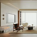 Modern Living Room Interior With Curved Sofa Armchair Coffee Table And Bookshelf