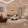 Elegant Modern Beauty Hair Salon Interior With Sofa Coffee Table And Round Pendant Lights