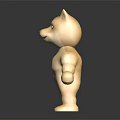 Detailed Muscular Yellow Shiba Inu Character Standing Pose 3D Sculpture Art