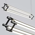 Modern Linear Hanging Pendant Light With Black Metal Frame And LED Tubes For Interior Design