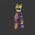 Stylish Tank Top And Pants Set With Orange Blue Purple Geometric Patterns And Multiple Pockets
