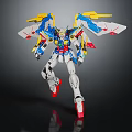 Detailed Winged Robot Character With Blue Yellow Red White Mecha Standing Pose Figure