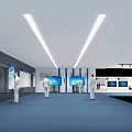 Modern Exhibition Hall Interior With Display Walls Exhibits And Human Models