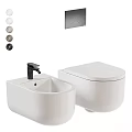Sleek Modern Toilet With Matching Sink Wall Mounted Control Panel And Multiple Color Options