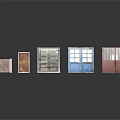 Furniture Doors In Various Styles Colors Glass And Wooden Designs On Black Background With Reflections