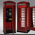Classic Red Telephone Booths Public Facility With Open And Closed Doors