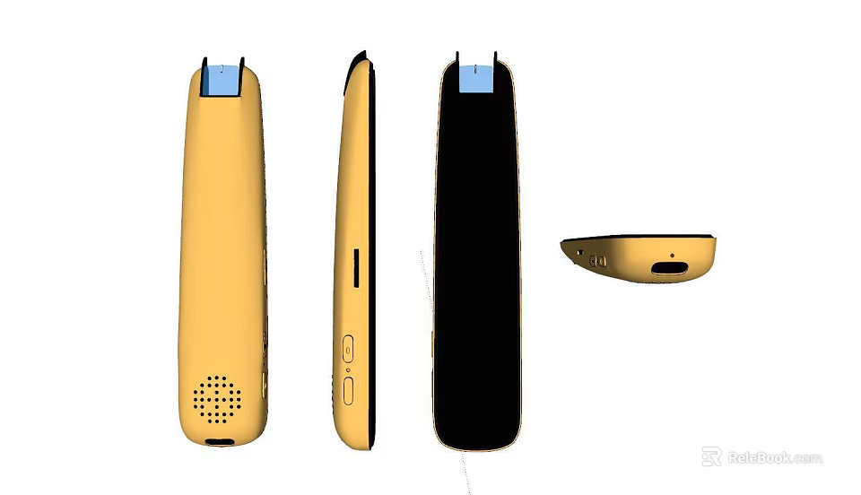 Yellow And Black Pen Design With Three Angle Views And Detailed Features 3d model 