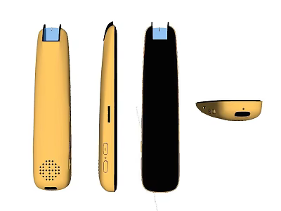 Yellow And Black Pen Design With Three Angle Views And Detailed Features 3d model