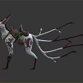 Fantasy Adventurer Riding White Red Mythical Beast With Antlers And Multiple Tails