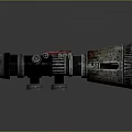 Tactical Weapon Scope Featuring Rusted Metal Body Red Accents Adjustment Knobs And Mounting Brackets