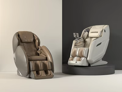 Modern Brown And Beige Massage Chairs With Ergonomic Design And Comfort Features 3d model