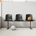 Modern Black Public Chairs With Metal Frame And Decorative Spheres In Minimalist Interior