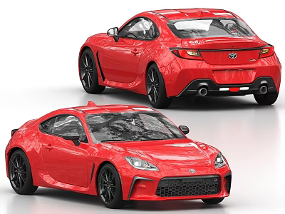 Red Toyota Sports Car Front And Rear View With Stylish Design 3d model