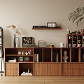 Modern Middle Ancient Combination Low Cabinet Bucket Cabinet Bookcase Decorative Cabinet Bookshelf 3d model