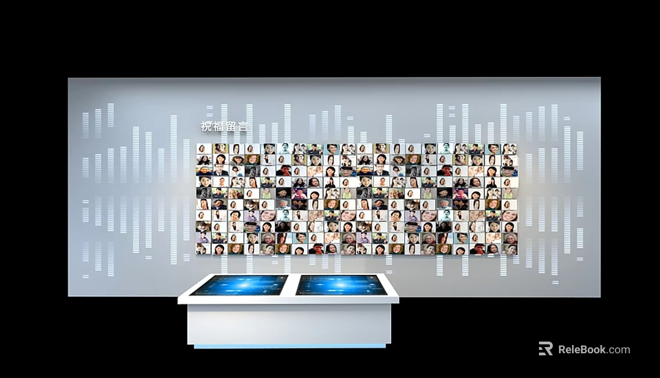Innovative Public Facility With Smart Photo Wall And Blue Screen Display Stands 3d model 