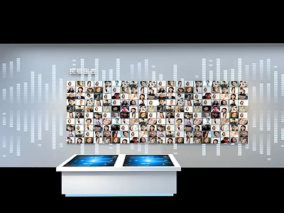 Innovative Public Facility With Smart Photo Wall And Blue Screen Display Stands 3d model