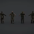 Game and Movie Military Soldier Characters with Various Standing Poses and Detailed