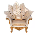 Luxurious Unique Shaped Sofa With Leaf Design Golden Carved Legs And Cushion