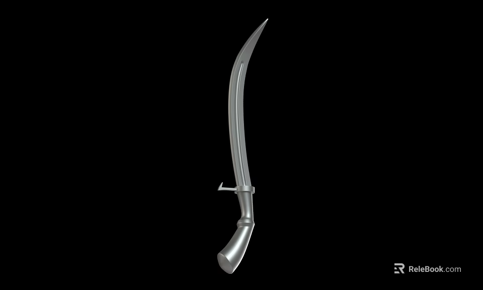 Traditional Curved Sword Weapon With Sharp Metal Blade And Decorative Handle Design 3d model 