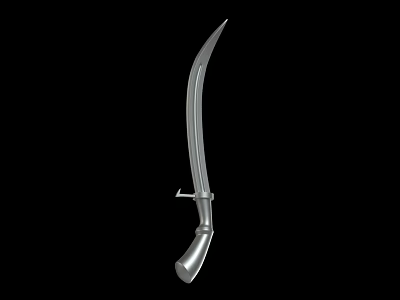 Traditional Curved Sword Weapon With Sharp Metal Blade And Decorative Handle Design 3d model
