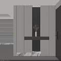 Modern Entryway Cabinet And Side Cabinet Design With Decorative Vase And Plants