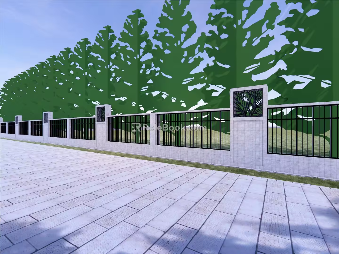 Modern fence ecological fence villa courtyard fence community creativity 3d model