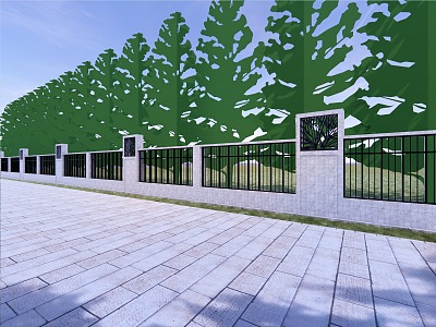 Modern fence ecological fence villa courtyard fence community creativity 3d model