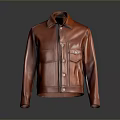Red Leather Jacket With Classic Style And Functional Pockets And Buttons 3d model