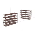 Two Multi Tier Storage Shelves with Metal Frame and Wooden Shelves