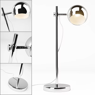Sleek Modern Floor Lamp With Silver Metal Stand And Spherical Lampshade 3d model
