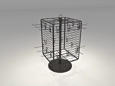 Black Metal Standing Display Rack With Multiple Hooks For Store Small Items 3d model