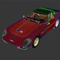 Red Vintage Sports Car With Black Roof And Sleek Classic Design