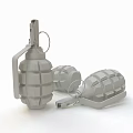 Three Green Military Hand Grenades With Textured Surface And Metal Fuse