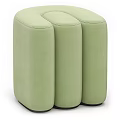 Modern Multicolor Sofa Stool With Round Curved Design And Soft Fabric Upholstery