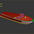 Red Sleek Modern Boat With Transparent Windshield White Bottom And Reflection 3d model