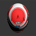 Red And White Racing Helmet With Bell Brand Transparent Visor And Striped Design