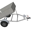 White Frame Flatbed Utility Trailer With Tilting Bed And Dual Wheels 3d model