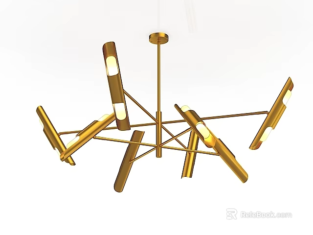 Elegant Modern Golden Chandelier With Multiple Illuminated Arms For Home Decor 3d model 