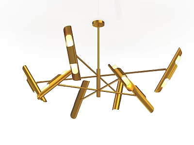 Elegant Modern Golden Chandelier With Multiple Illuminated Arms For Home Decor 3d model