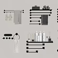 Modern Bathroom Cabinet Rack With Multiple Towel Racks Shelves And Toiletries