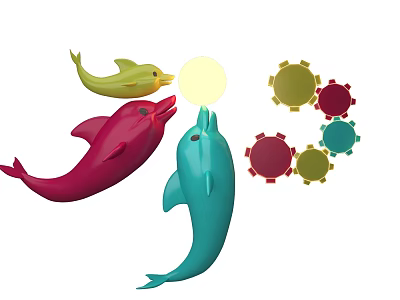 Modern Dolphin Dolphin Beauty Chen Ocean Beauty Chen Dolphin Combination Ocean Theme Beauty Chen 3d model