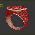 Exquisite Delicate Jewelry Ring Featuring Red Gemstones White Stones and Intricate Carved Patterns
