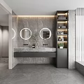 Modern Hotel Bathroom Interior With Marble Walls Large Window River View And Bathtub