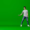 Dynamic Game Movie Character Male Showing Dynamic Dancing Pose on Green Screen Background