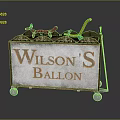 Wilson's Ballon Vendor Cart With Colorful Balloons Metal Frame And Wheels