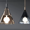 Modern Silver Black Conical Pendant Lights With Metal Frame And Glass Shade