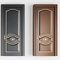 Various Styles of Classic Swing Doors with Black Brown Colors and Gold Accents