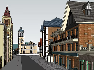 European Commercial Street Kangle Road 3d model