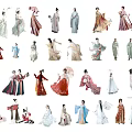 Traditional Chinese Ancient Costumes with Various Styles and Colorful Dresses Robes
